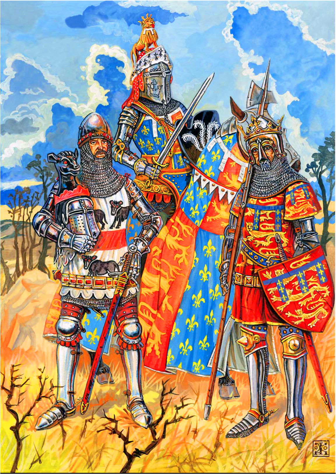 Edward The Black Prince With His English Knights At Crecy English