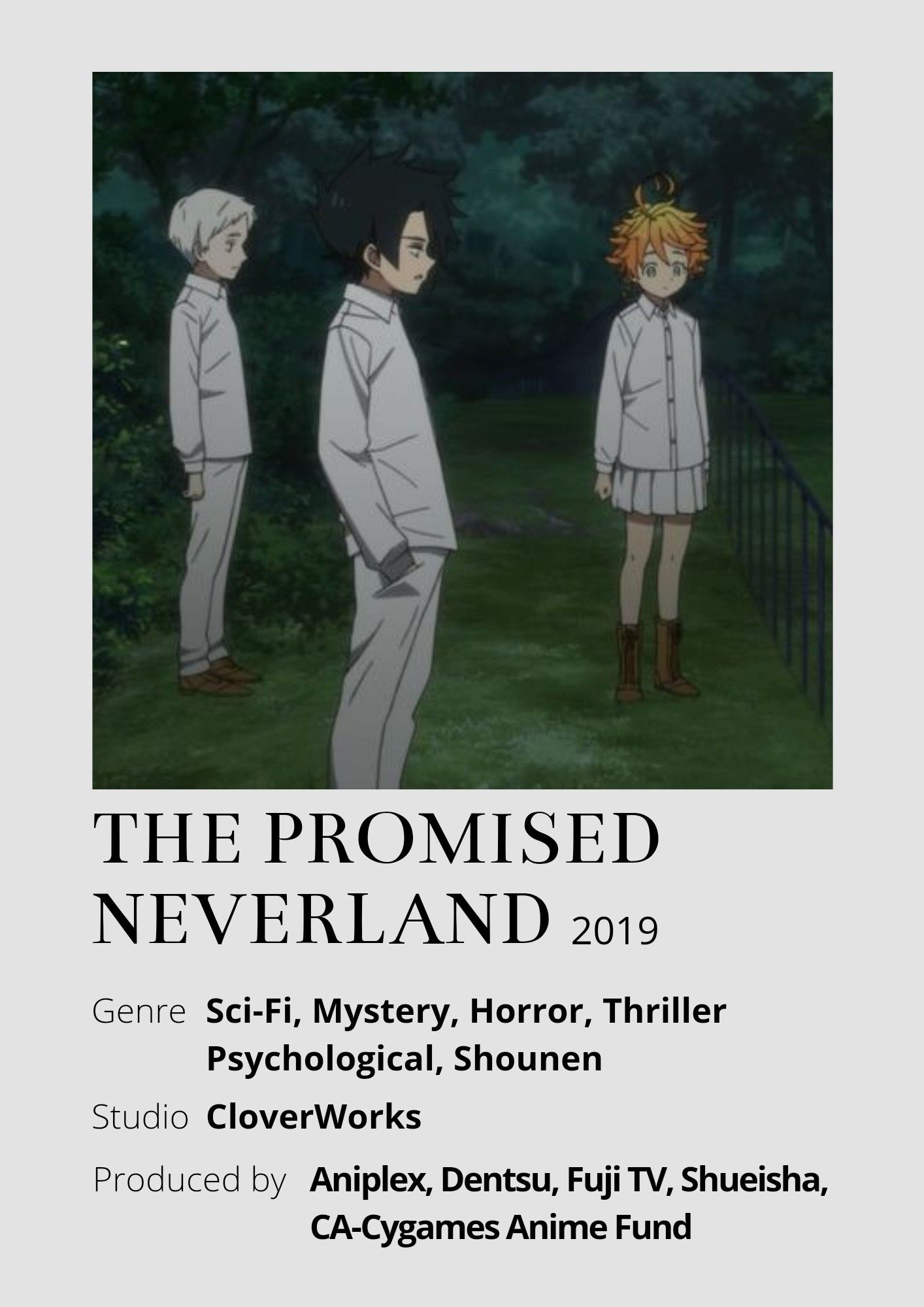 The Promised Neverland Minimalist Poster Neverland Anime