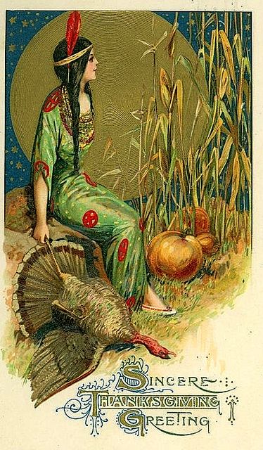 Lovely Indian Maiden Vintage Thanksgiving Cards