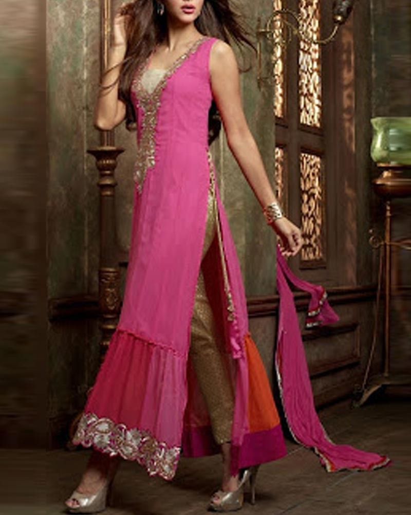 Shop Pink Suit Embellished With Embroidery Work Online Hi174090