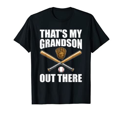 Thats My Grandson Out There Baseball Shirt Grandma Grandpa T Shirt