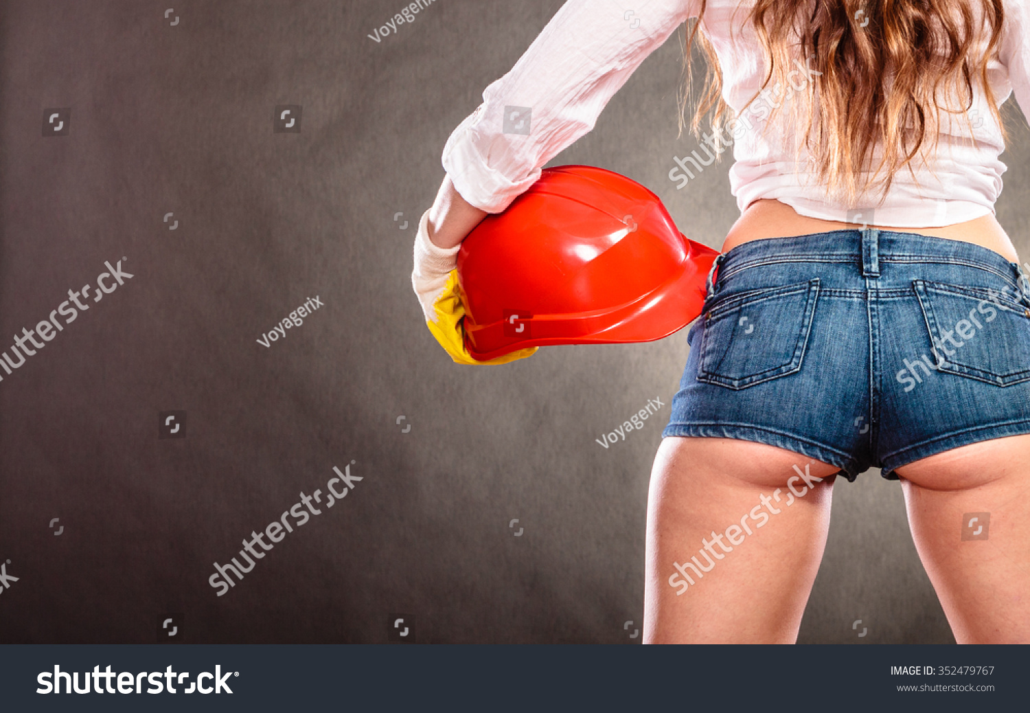 Closeup Structural Engineer Holding Helmet Woman Stock