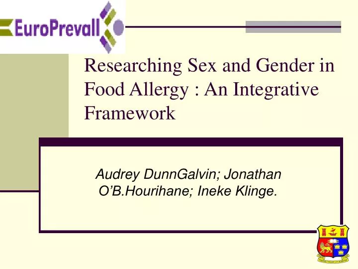 Ppt Researching Sex And Gender In Food Allergy An Integrative Free