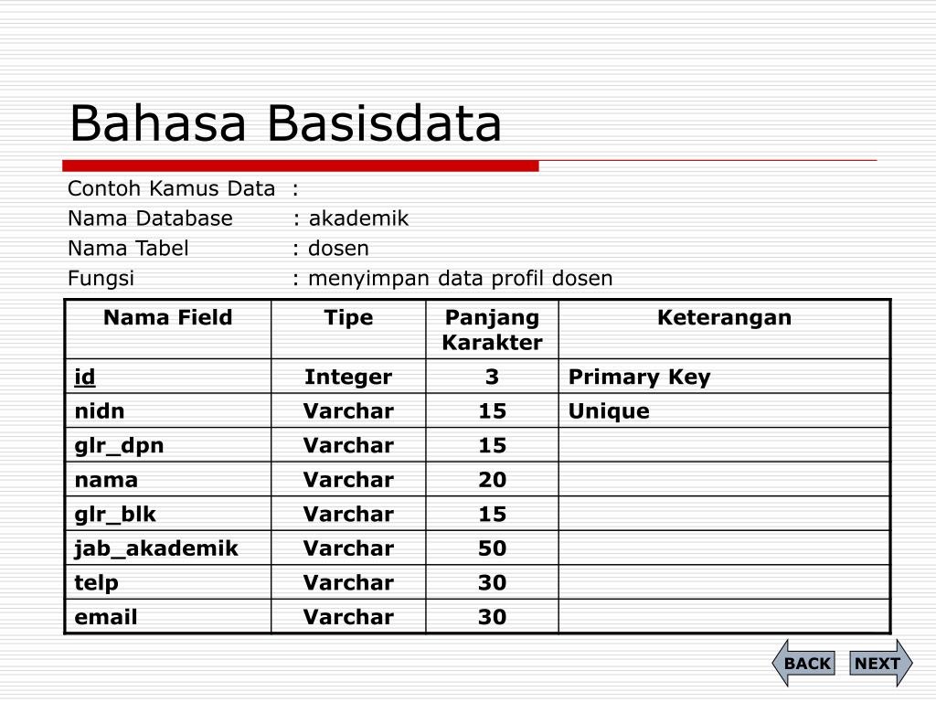 Contoh Tabel Basis Data