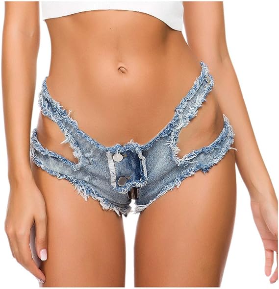 Womens Sexy Cut Off Low Rise Cheeky Denim Shorts Thong Jean Shorts Hot