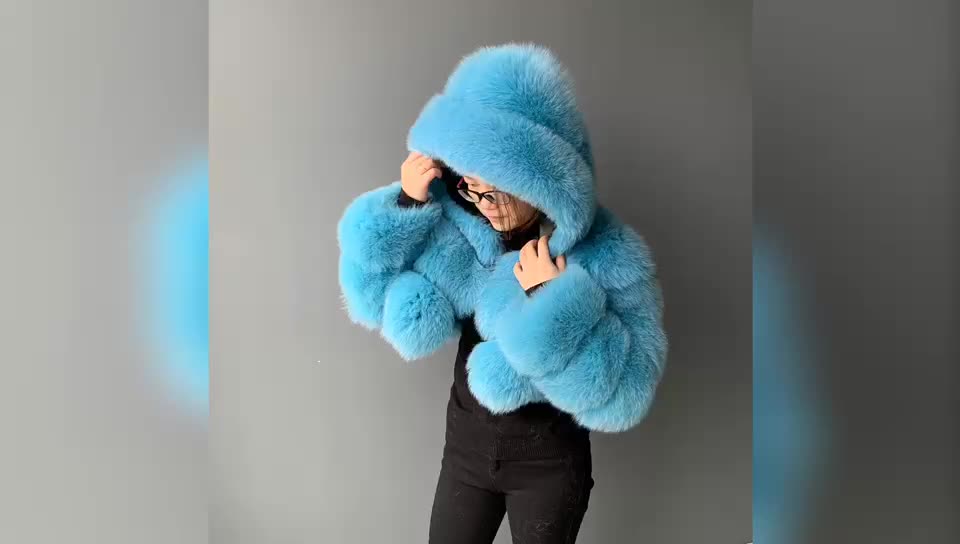 Womens Warm Soft Real Fox Fur Coat Ladies Long Sleeve Jacket Short