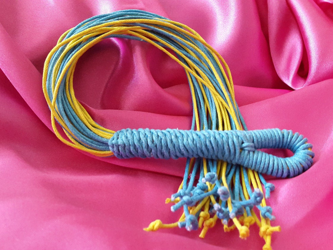 Bdsm Flogger Kinky But Cute Mature Sex Toy Yellow And Blue