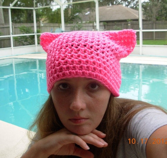 Purrfect Kitty Ear Hat In Pretty N Pink Pussy Hat Cat Hat