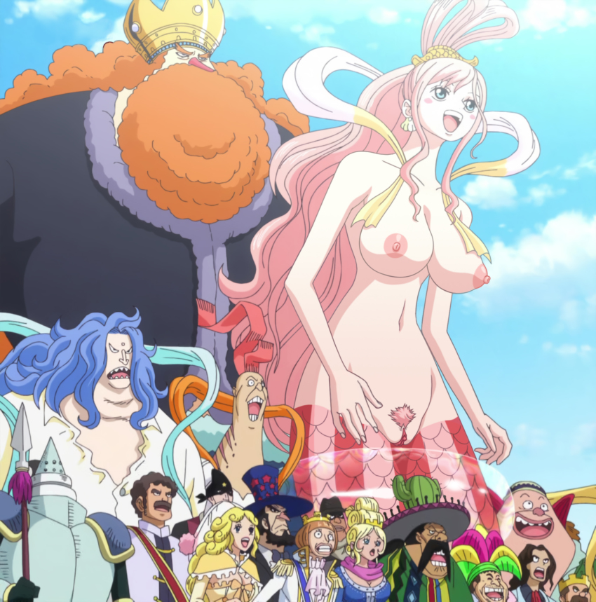 Shirahoshi One Piece Highres Nude Filter Third Party Edit 3girls