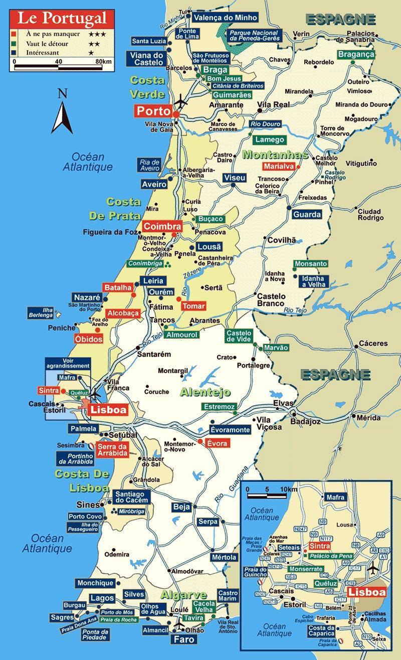 Mappa Della Guida Turistica Del Portogallo Mappa Del Portogallo