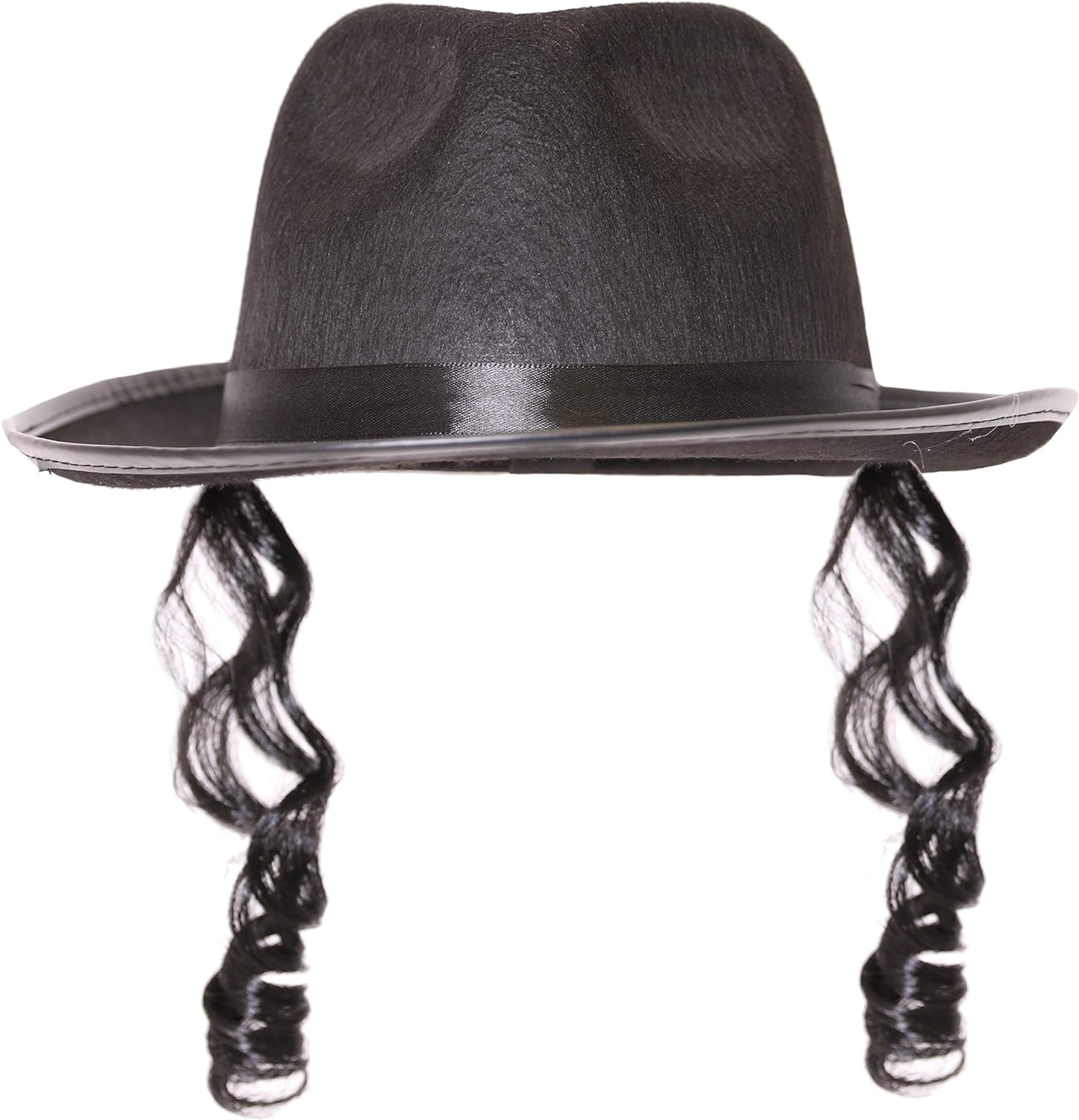 Jewish Rabbi Fancy Sukienka Ortodox Czarny Hat Curly Sideburns Tylko