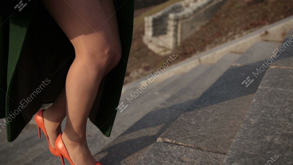 Sexy Female Legs In High Heels Climbing Up Stairs Stock Video Footage