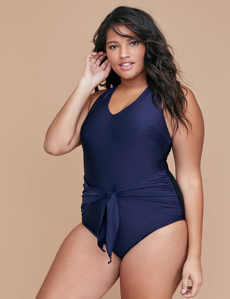Cacique Shimmer Swim One Piece Iskra Lawrence Blue Swimsuit March