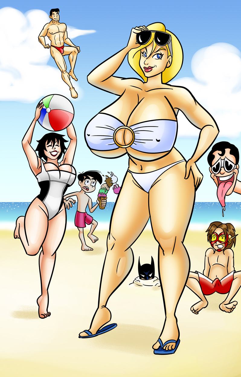 Power Girl And Friends At The Beach By Glassfish Hentai