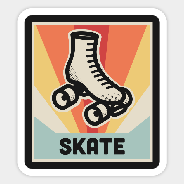 Skate Vintage 70s Style Roller Skating Poster Roller