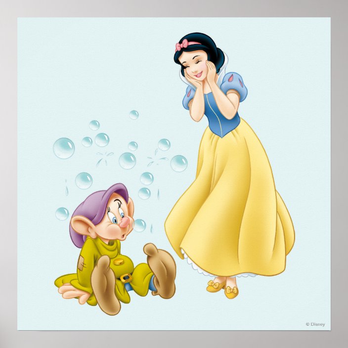 Snow White And Dopey Bubbles Poster