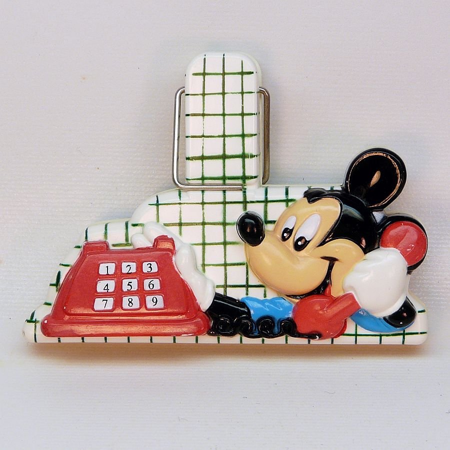 Vtg Mickey Memo Clip Walt Disney Hoan Ltd Red Telephone Mouse Magnetic
