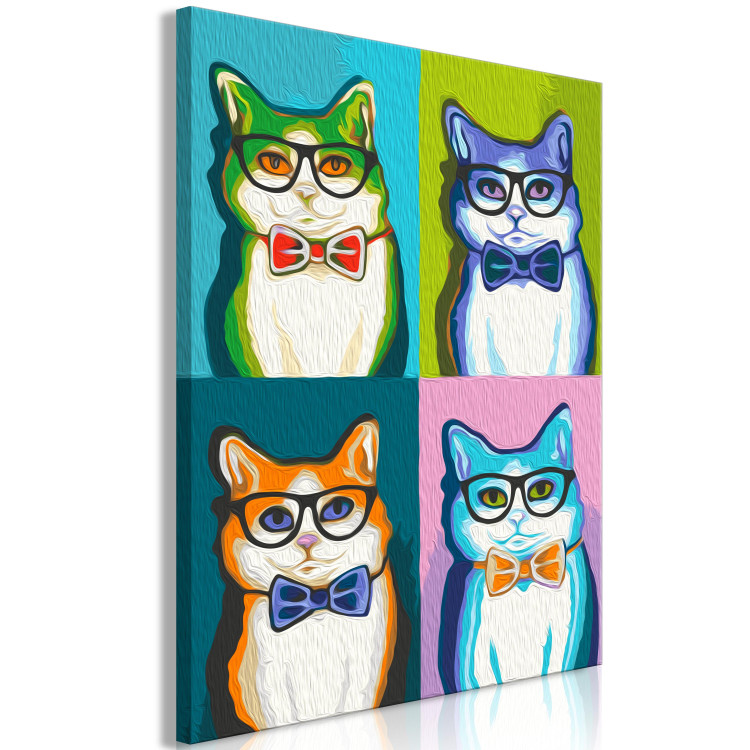 Peinture Par Numéro Colorful Quartet Portraits Of Four Cat Gentlemen